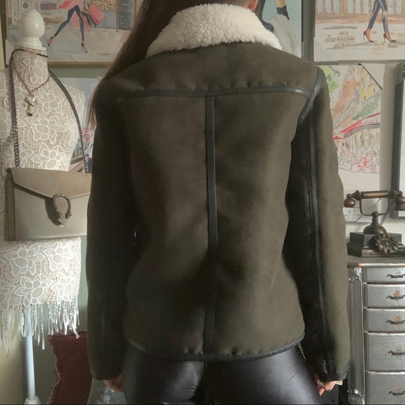 H&M faux fur shearing moto jacket bomber 6 s - Picture 4 of 6